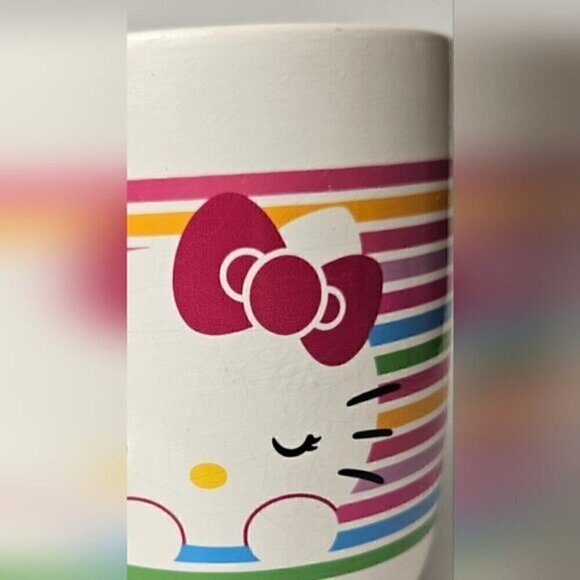 Hello Kitty Rainbow Stripe Mug Sanrio 2013 – Kawaii Collectible - Picture 3 of 10